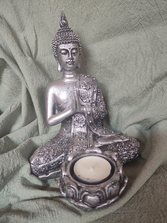 BOUDDHA Bougeoir Argent